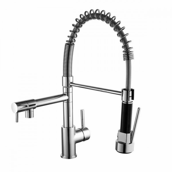 Dual Spout Kitchen Sink With Pull Out Tap - Chrome